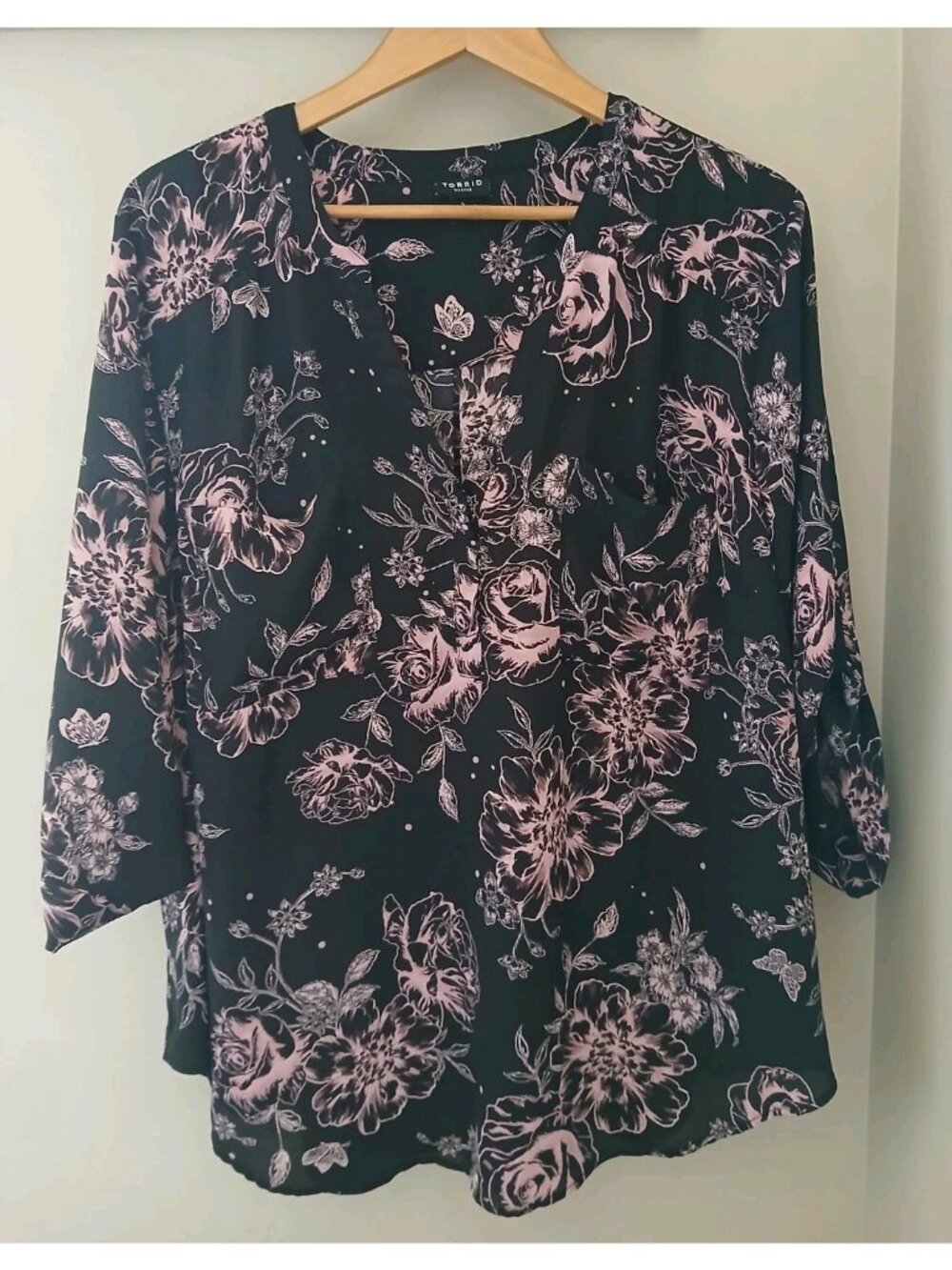 Torrid Georgette 3/4 Sleeve Blouse Plus